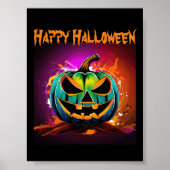 Kleurrijke Halloween griezelige pompoen zwart Poster (Voorkant)