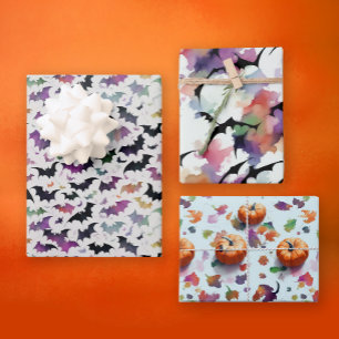 Kleurrijke Halloween Herfst Pompoenen Bats Waterve Inpakpapier Vel
