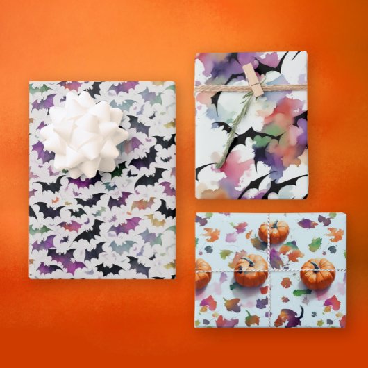 Kleurrijke Halloween Herfst Pompoenen Bats Waterve Inpakpapier Vel