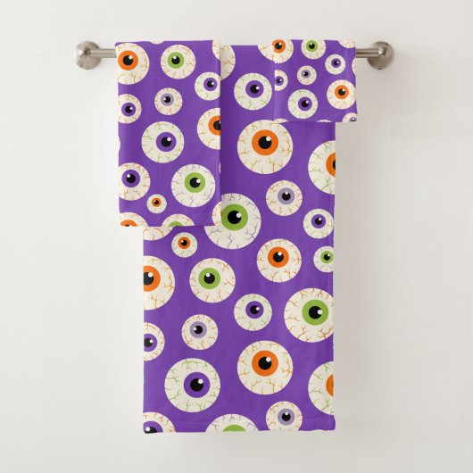 Kleurrijke Halloween oogbollen patroon Bad Handdoek (Insitu)