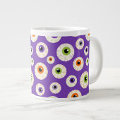 Kleurrijke Halloween oogbollen patroon Grote Koffiekop (Voorkant rechts)