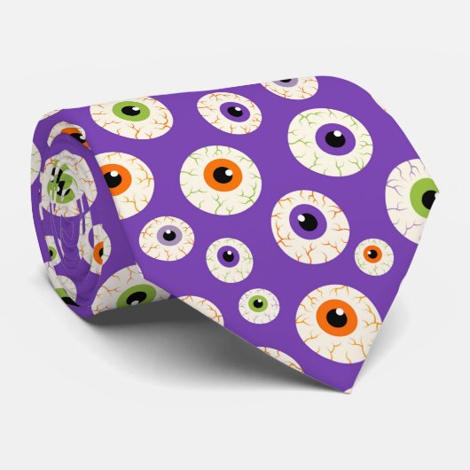 Kleurrijke Halloween oogbollen patroon Stropdas (Opgerold)