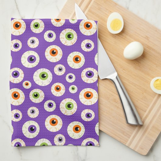 Kleurrijke Halloween oogbollen patroon Theedoek (Quarter Fold)