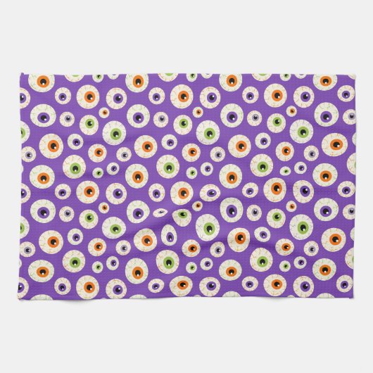 Kleurrijke Halloween oogbollen patroon Theedoek (Horizontaal)