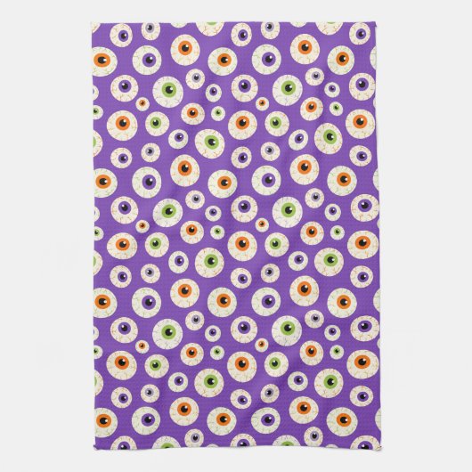 Kleurrijke Halloween oogbollen patroon Theedoek (Verticaal)