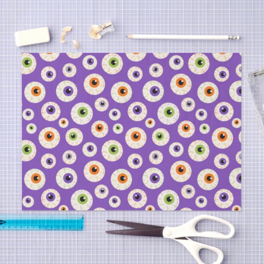 Kleurrijke Halloween oogbollen patroon Tissuepapier (Craft)