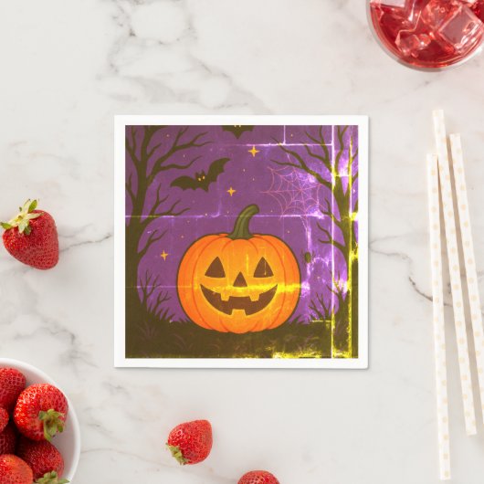 Kleurrijke Halloween pompoen servetten (Insitu)