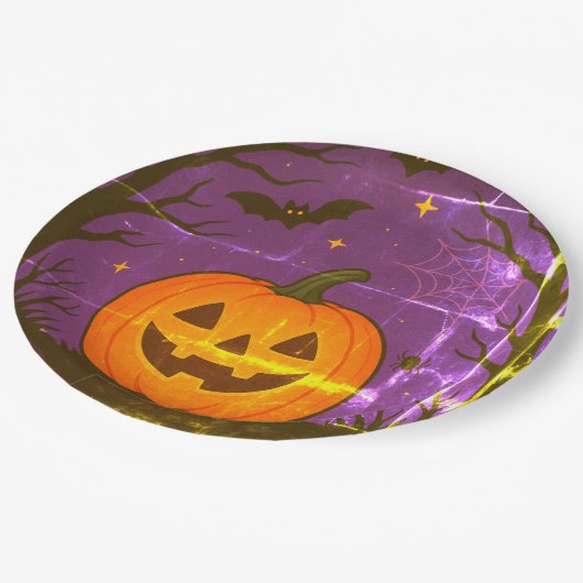 Kleurrijke Halloween pompoen servetten Papieren Bordje (Gekanteld)