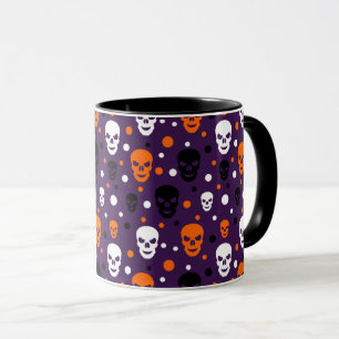 Kleurrijke Halloween Schedels Stippen Patroon Mok