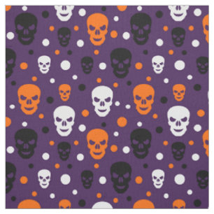 Kleurrijke Halloween Schedels Stippen Patroon Stof