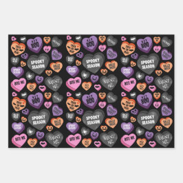 Kleurrijke Halloween Snoep bericht harten Inpakpapier Vel