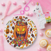 Kleurrijke Halloween Snoep Pompoenen Borden Papieren Bordje (Feest)