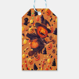 Kleurrijke Halloween Snoep Pompoenen Cadeaulabel