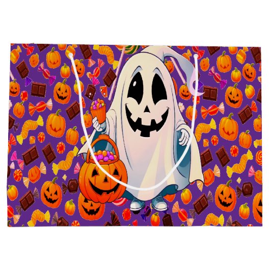 Kleurrijke Halloween Snoep Pompoenen Groot Cadeauzakje (Achterkant)