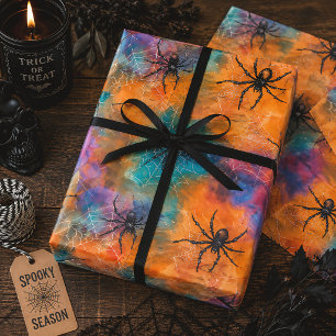 Kleurrijke Halloween Spinnen Watercolor Cadeaupapier