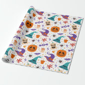 Kleurrijke Halloween Symbolen Patroon Cadeaupapier (Uitgerold)