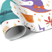 Kleurrijke Halloween Symbolen Patroon Cadeaupapier (Rol Hoek)