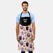 Kleurrijke halloween traktpatroon schort voor Nana (Gedragen)