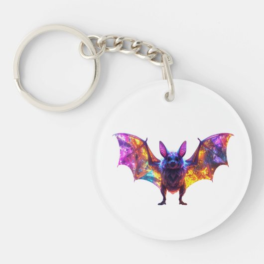 Kleurrijke Halloween Vleermuis Sleutelhanger (Voorkant)