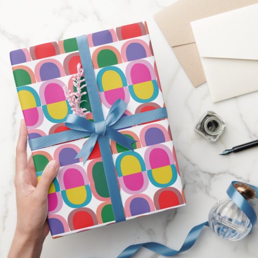 Kleurrijke Halve Cirkel Geometrisch Cadeaupapier (Geschenken)