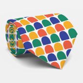 Kleurrijke halve cirkel geometrische stropdas (Opgerold)