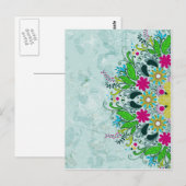 Kleurrijke halve cirkel Retro Floral Swirls Briefkaart (Voorkant / Achterkant)