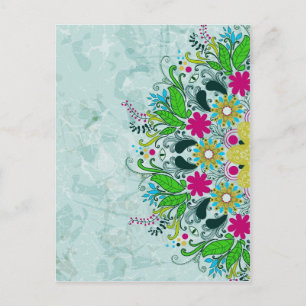 Kleurrijke halve cirkel Retro Floral Swirls Briefkaart