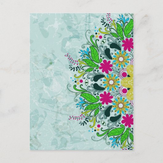 Kleurrijke halve cirkel Retro Floral Swirls Briefkaart (Voorkant)