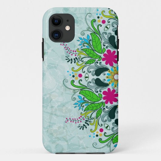 Kleurrijke halve cirkel Retro Floral Swirls Case-Mate iPhone Case (Achterkant)