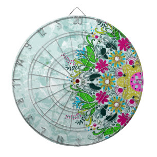 Kleurrijke halve cirkel Retro Floral Swirls Dartbord