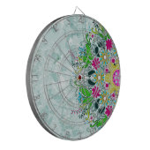 Kleurrijke halve cirkel Retro Floral Swirls Dartbord (Voorkant Links)