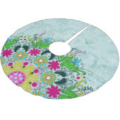 Kleurrijke halve cirkel Retro Floral Swirls Kerstboom Rok (Gekanteld)