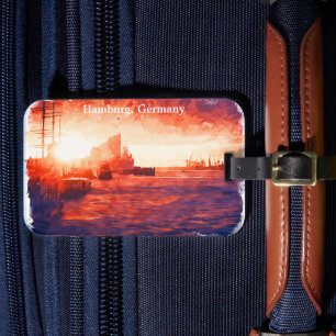 Kleurrijke Hamburg Duitsland Port City Travel Bagagelabel