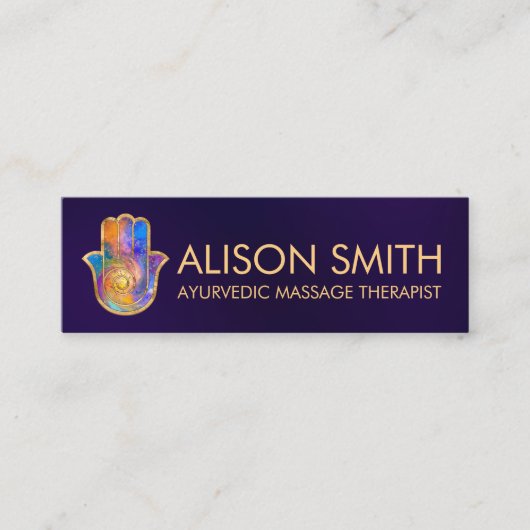 Kleurrijke Hamsa Hand Energy Spiral Mini Visitekaartje (Voorkant)