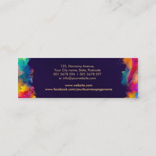 Kleurrijke Hamsa Hand Energy Spiral Mini Visitekaartje (Achterkant)