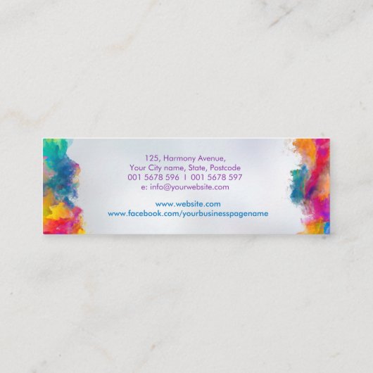 Kleurrijke Hamsa Hand Energy Spiral Mini Visitekaartje (Achterkant)