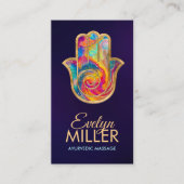 Kleurrijke Hamsa Hand Energy Spiral Visitekaartje (Voorkant)