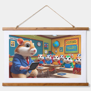 Kleurrijke Hamster Klaslokaal Wandtapijt – Terug n Hangend Wandkleed
