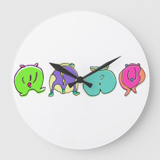 Kleurrijke hamsterpeuken grote klok (Voorkant)