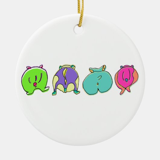 Kleurrijke hamsterpeuken keramisch ornament (Voorkant)