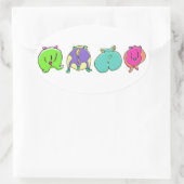 Kleurrijke hamsterpeuken ovale sticker (Tas)