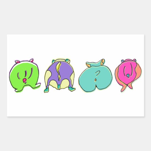 Kleurrijke hamsterpeuken rechthoekige sticker (Voorkant)