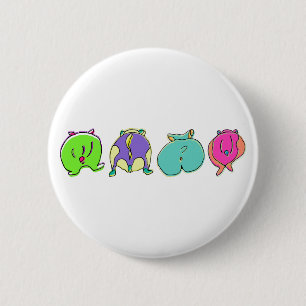 Kleurrijke hamsterpeuken ronde button 5,7 cm