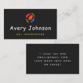 Kleurrijke Hand ASL Instructeur Gebarentaal Leraar Visitekaartje (Voorkant / Achterkant)