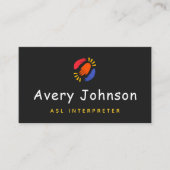 Kleurrijke Hand ASL Instructeur Gebarentaal Leraar Visitekaartje (Voorkant)