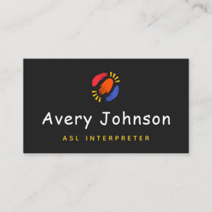 Kleurrijke Hand ASL Instructeur Gebarentaal Leraar Visitekaartje