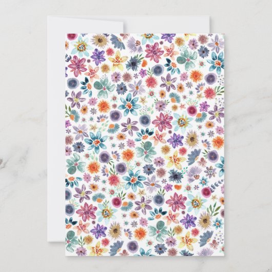 Kleurrijke Hand geschilderd Wildflower Garden brui Kaart (Achterkant)