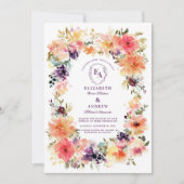 Kleurrijke hand geschilderde botanische bruiloft kaart (Voorkant)