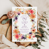 Kleurrijke hand geschilderde botanische bruiloft kaart