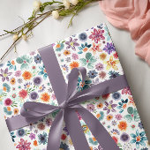 Kleurrijke Hand geschilderde lente Wildflower groe Cadeaupapier